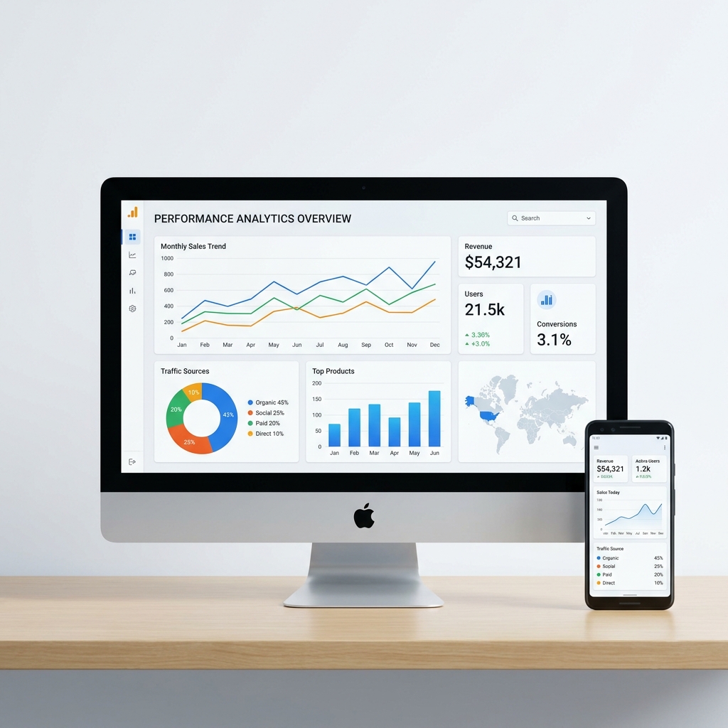 Dashboard Mockup Monitor & Phone